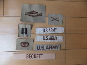 アメリカ軍３カラーデザート迷彩服用、名札、階級章等、８枚セット。