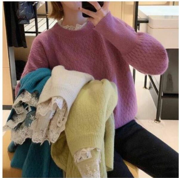 【即購入可】【即日発送】フリルニット　ピンク　フリーサイズ ニットセーター
