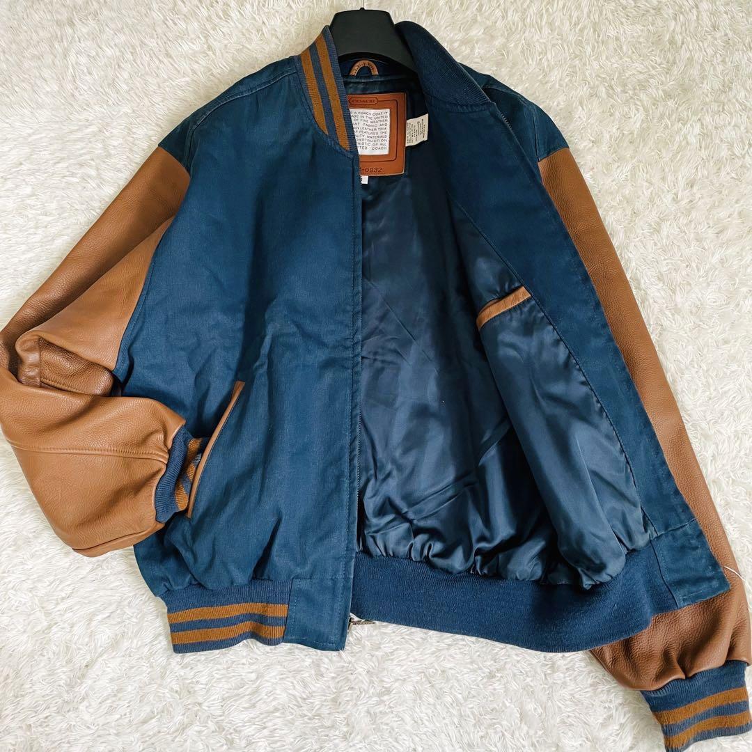 値引セール 美品☆COACH・レザー切替 マルチワッペン付 中綿ジャケット