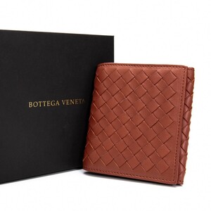 ボッテガヴェネタ BOTTEGA VENETA イントレチャート三つ折りファスナーウォレット ブラウン