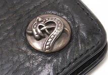 クロムハーツCHROME HEARTS ケルティックドッグボタンレザーウォレット 黒_画像4