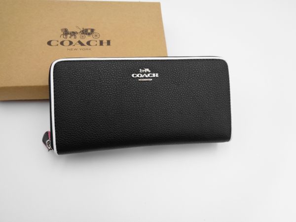 トラストトラストCOACH コーチ 新品 長財布 黒 メンズ レディース 財布