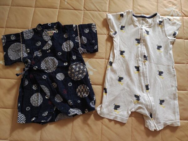 甚平　ロンパース　70cm 80cm　くろわっさんずベベ　baby GAP 二枚セット