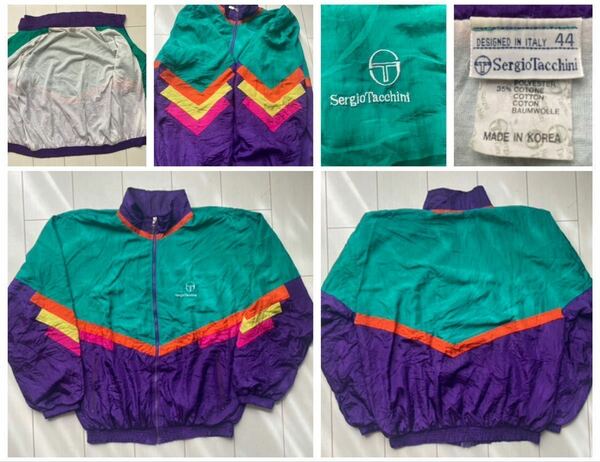 送料無料 希少 80s 90s vintage ビンテージ SERGIO TACCHINI セルジオ タッキーニ NYLON ナイロン マルチ クレージー カラー ジャケット XL