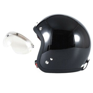 72JAM ジェットヘルメット&シールドセット VIVID BLACK - HD純正色ブラック フリーサイズ:57-60cm未満 +開閉式シールド APS-02 JJ-10