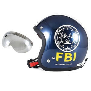 72JAM ジェットヘルメット&シールドセット F.B.I. - ブルーブラック フリーサイズ:57-60cm未満 +開閉式シールド APS-04 JJ-02B