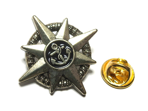 ラペルピン★ピンズ　イカリ　錨　アンカー　星　スター　マリン　海洋　装飾　アンティーク・ゴールド　pin-1214