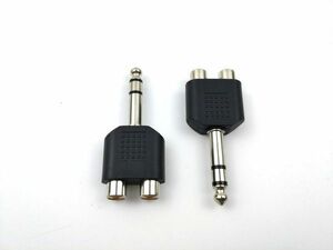 オーディオ標準プラグ6.3mmオス to RCA メス 変換コネクタ 延長 2個セット