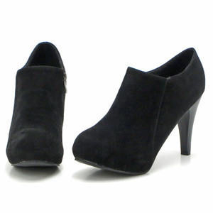  new goods large size Short bootie black 27cm 135131-44 suede style high heel front thickness bottom instrument -m