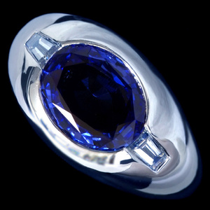 A5801【BVLGARI】ブルガリ 美しい大粒サファイア３．２１ct 天然絶品ダイヤモンド 最高級18KWG無垢セレブリティリング