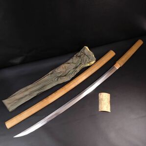 日本刀 真剣 刃長70cm 無銘 白鞘 登録証有 武具 刀装具 刀剣の画像1