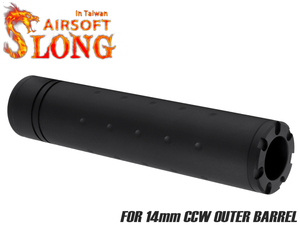 SL-SIL-010A　SLONG AIRSOFT ワイドホール ミドルサプレッサー ディンプル for 14mmCCW BK