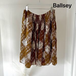 美品 Ballsey TOMORROWLAND シルク 総柄 膝丈スカート 日本製