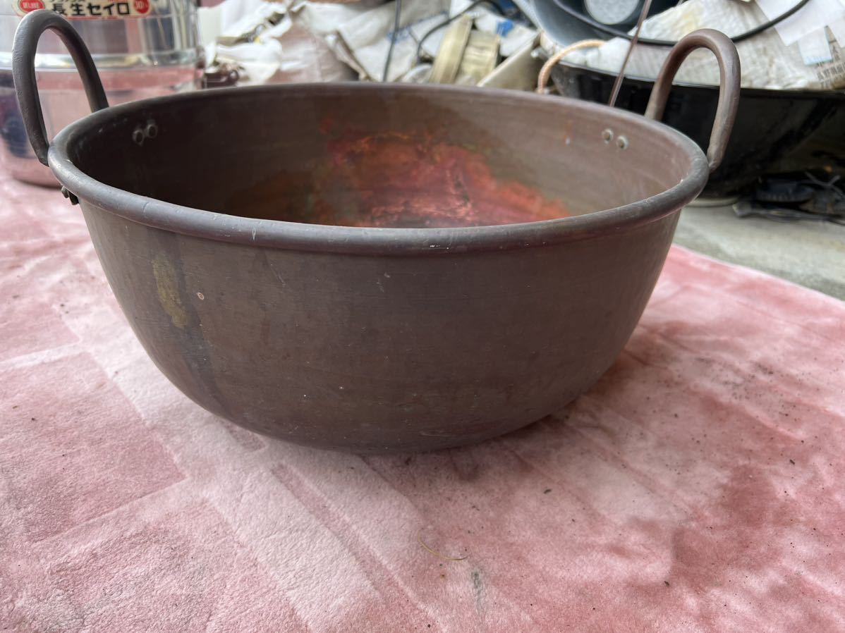 かわいい新作 胴 54㎝大型鍋 打出料理鍋 錫引き 調理器具