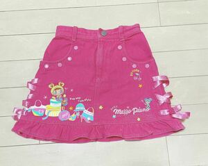 Mezzo piano　メゾピアノ　ラブちゃん　レースアップ　フリル　デニムスカート　ピンク　110cm　berrie lace up denim skirt pink