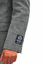 日本縫製春夏オックスフォードジャケット ブレザー メンズ 紳士 ２Ｂシングルグレーヘリンボン柄202258-08AB6_画像3