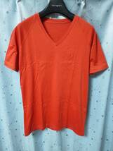 AKM×BROWN BUNNY V-NECK SHORT SLEEVE CRAZYMULTICOLOR クレイジーマルチカラーステッチ Vネック Tシャツ ライトオレンジ 定価14,000＋TAX_画像1