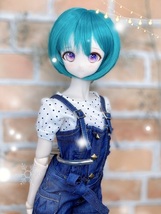 ●ドールウィッグ*ショートボブ*ネギ色*9～9.5インチ（MDD DD SD SmartDollなど）●dollwig*doll wig●_画像4