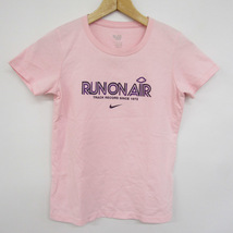 ナイキ 半袖Tシャツ フロントプリント コットン100% トップス フィットドライ レディース Sサイズ ピンク NIKE_画像1