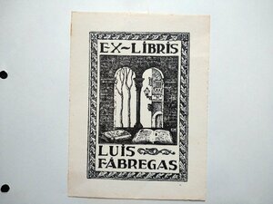 ｆ▼　蔵書票　EX-LIBRIS ESTRANGEIROS　1枚　印刷物　LUIS FABREGAS 本　窓　/K99①-29