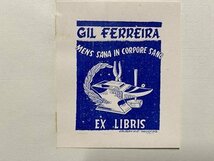 ｃ▼　蔵書票　EX-LIBRIS ESTRANGEIROS　1枚　印刷物　GIL FERREIRA　図案　デザイン　/　L1-17_画像1