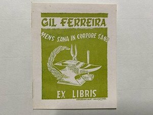 ｃ▼　蔵書票　EX-LIBRIS ESTRANGEIROS　1枚　印刷物　GIL FERREIRA　図案　デザイン　/　L1-16