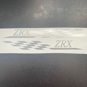 カワサキ ZRX チェッカーフラッグ カッティングステッカー 左右セット 銀色