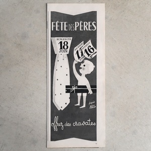 FETE DES PERES 父の日 1961年 モルヴァン HERVE MORVAN モルバン イラスト フランス ヴィンテージ 広告 フレンチ ポスター 稀少