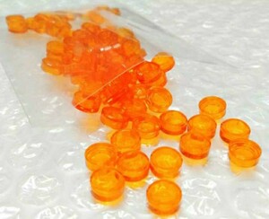 75個　透明　オレンジ　LEGO　レゴ　未組み立て　未使用　パーツ　部品　丸　タイル