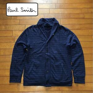 ★【 Paul Smith 】★ コットン ボーダー ショールネックスエットカーディガン★サイズ M★i-746