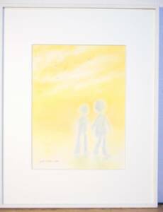 Art hand Auction 絵画 作者不詳 サイン有 パステル画4号 夕暮れ 逸品 K187, 美術品, 絵画, パステル画, クレヨン画