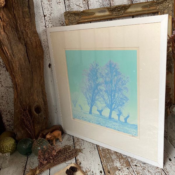 ≫Authenticity Guaranteed*Made by Hiroshi Shimura*Autographed Silkscreen Print 36/75 Limited*1980s*Framed*Art Art*Cambridge Four Seasons Landscape*Painting, artwork, print, silk screen