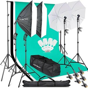  Pro . photograph photographing soft box lighting kit 2M x3M background cloth support system gorgeous 33 case set 5500K 2*50*70. soft box 2* white soft 