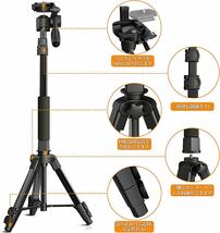 三脚 カメラ 三脚 ビデオカメラ スマホ三脚 一脚可変式 三脚 一眼レフ 7段階伸縮 ミニ三脚 コンパクト 軽量 3WAY雲台 360回転 収納袋付き_画像5