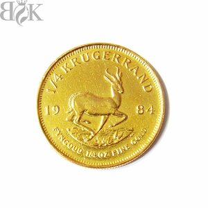 K22 Kruger Land Coin Gold Coin 1984 Желтое золото 1/4 унции Общий вес Приблизительно 8,5 г ультразвуковой чистящей среды 〓