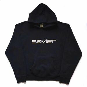 00s USA製 SAVIER サビア ロゴ プリント スウェット パーカー 長袖 black size L 希少 ナイキ×バートン フーディー スケート スケボー old