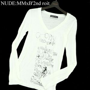 NUDE:MM × B'2nd roit ヌード マサヒコマルヤマ × ビーセカンド 長袖 カットソー Tシャツ Sz.40　レディース 白　A3T01987_3#A