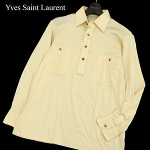 Yves Saint Laurent イヴサンローラン 福助社★ 通年 ロゴ刺繍 長袖 ポロシャツ Sz.M位　メンズ　A3T02584_3#C