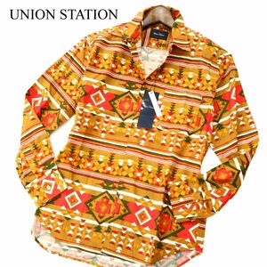 【新品 未使用】 UNION STATION ユニオンステーション メンズビギ 通年 ネイティブ柄 長袖 ブロード シャツ Sz.S　メンズ　A3T02773_3#C