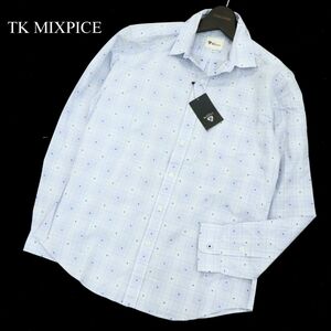 【新品 未使用】 TK MIXPICE タケオキクチ 通年 長袖 ドット × チェック シャツ Sz.M　メンズ　A3T02769_3#C