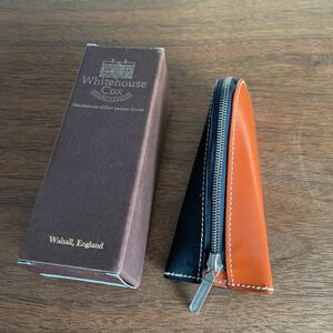  new goods navy blue × orange Whitehouse Cox Whitehouse Cox Zip key case S1881 ZIP KEY CASE compact pen leather seal case 71