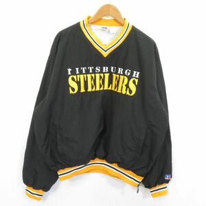 90s NFL スティーラーズ プルオーバー ジャケット sizeL/Russell athletic Pittsburgh Steelers USA 古着 0303