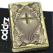 ZIPPO ディープエッチングアラベスクマリア ジッポ ライター 逆エッチング 御守り 彫刻 真鍮いぶし アンティークゴールド 両面柄_画像3