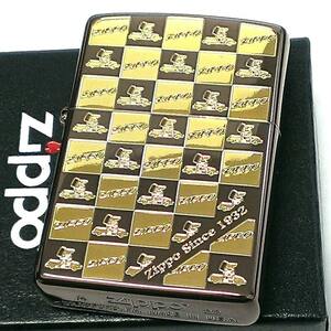 ZIPPO ライター ジッポカー モノグラム ジッポ 車 ブラウン＆ゴールド おしゃれ 可愛い チェック ロゴ メンズ プレゼント