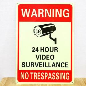  autograph board signboard US SECURITY SIGN SQUARE dummy security camera security wall decoration american wall deco miscellaneous goods . light display 