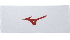  Mizuno pigment print face towel /32JY812062/ white × red / cotton 100 size 34cm×85cm