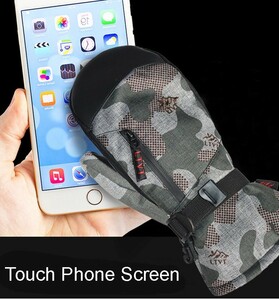 高品質-防寒ウォームプロフェッショナルスノーボードスキー手袋防水タッチ携帯電話の画面熱ミトンキャンプスキースノーモービル　携帯手袋