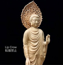 釈迦如来 立像 貴重 精密細工 木彫り 仏像 置物 厄除け 42cm 仏壇仏像 祈る_画像3