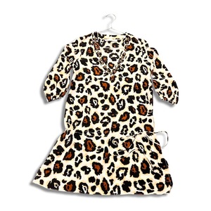 Blumarine Blumarine шелк 100%biju- оборудование орнамент Leopard рисунок туника One-piece size 38 белый Brown 