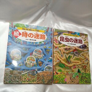 zaa-ma06♪昆虫の迷路―秘密の穴をとおって虫の世界へ＋続・時の迷路－明治・大正・昭和そして未来へ2冊セット 香川 元太郎【作・絵】